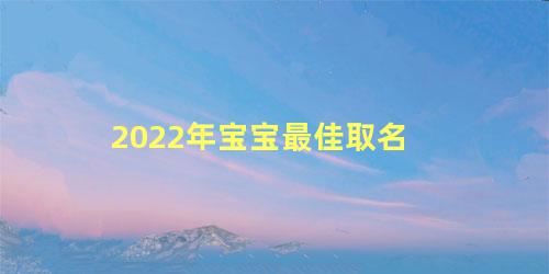 2022年宝宝最佳取名