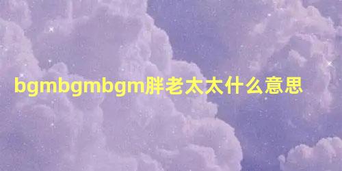 bgmbgmbgm胖老太太什么意思 老太太的意思