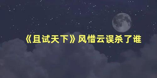 《且试天下》风惜云误杀了谁