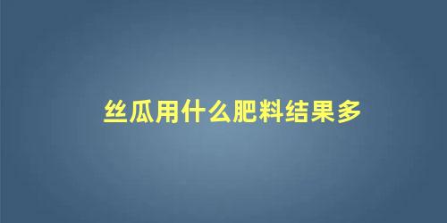 丝瓜用什么肥料结果多 丝瓜浇水技巧施肥