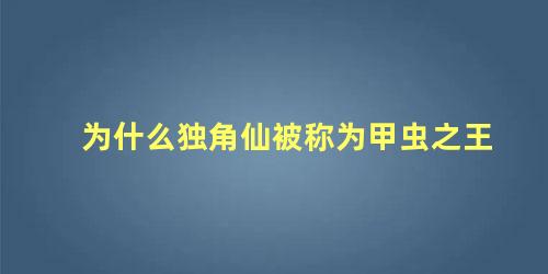 为什么独角仙被称为甲虫之王