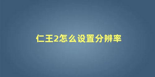 仁王2怎么设置分辨率 仁王分辨率设置1080闪退