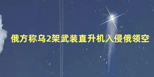 俄方称乌2架武装直升机入侵俄领空