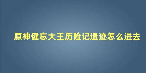 原神健忘大王历险记遗迹怎么进去