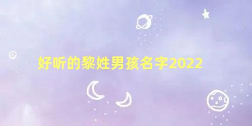 好听的黎姓男孩名字2022 黎取什么名字好听男孩