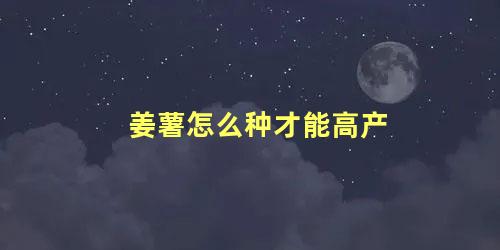 姜薯怎么种才能高产 姜薯什么季节成熟