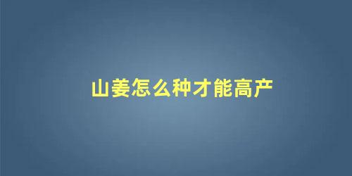 山姜怎么种才能高产 怎样才能种好生姜