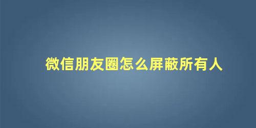 微信朋友圈怎么屏蔽所有人 微信朋友圈怎么