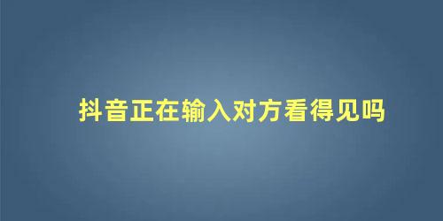 抖音正在输入对方看得见吗 为什么有的人可以看到对方正在输入