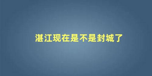 湛江现在是不是封城了 湛江高速公路封了吗