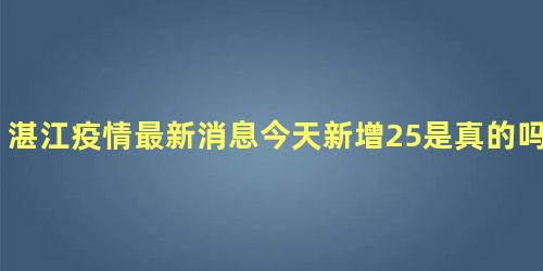 湛江疫情最新消息今天新增25是真的吗 湛江疫情