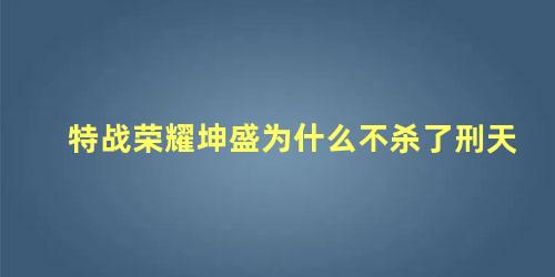 特战荣耀坤盛为什么不杀了刑天，特战荣耀坤盛