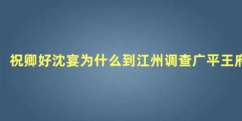 祝卿好沈宴为什么到江州调查广平王府