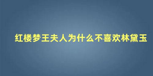 红楼梦王夫人为什么不喜欢林黛玉