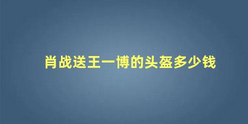 肖战送王一博的头盔多少钱