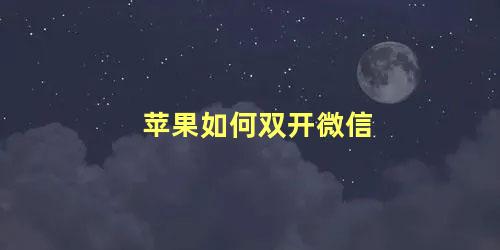 苹果如何双开微信 苹果手机怎么同时开两个微信