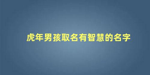 虎年男孩取名有智慧的名字 属虎男宝宝取名字最佳字