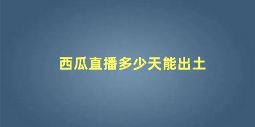 西瓜直播多少天能出土 西瓜多久浇一次肥