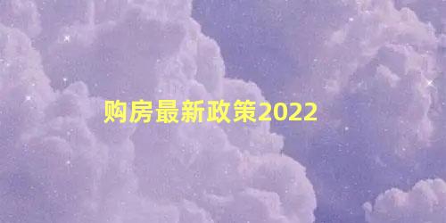 购房最新政策2022 买房子国家有什么政策