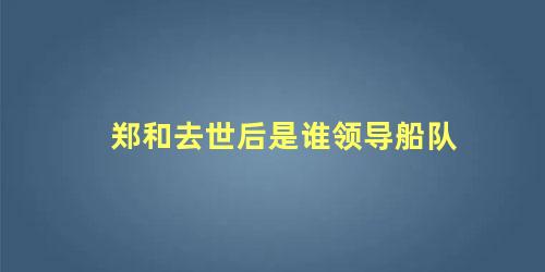 郑和去世后是谁领导船队