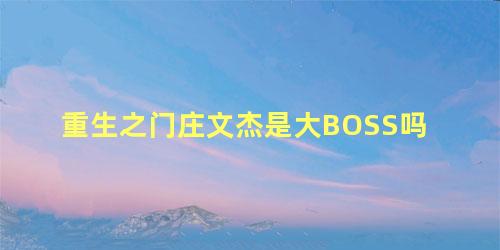 重生之门庄文杰是大BOSS吗