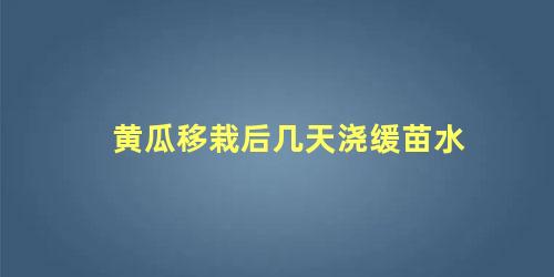 黄瓜移栽后几天浇缓苗水 黄瓜苗移栽注意什么