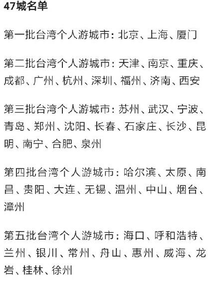 重磅！大陆居民赴台个人游8月1日起暂停！（附47个城市名单）